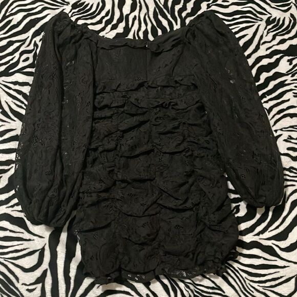 ASTR the label ruched black lace long sleeve mini corset dress medium NWT - Picture 10 of 17